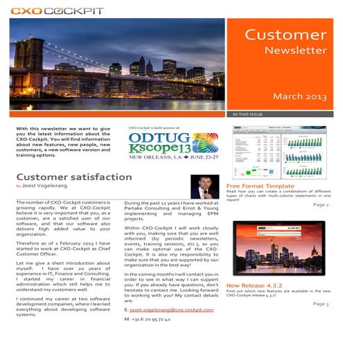 Cxo cockpit customer newsletter - march 2013