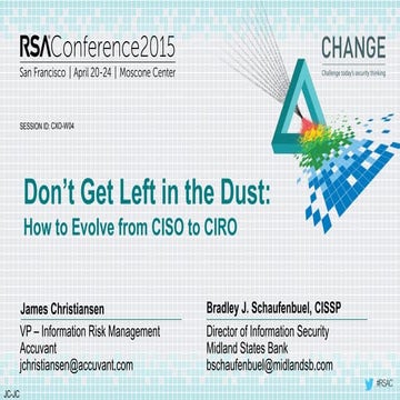 Don't Get Left In The Dust How To Evolve From Ciso To Ciro