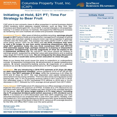 CXP initiation - Office REIT