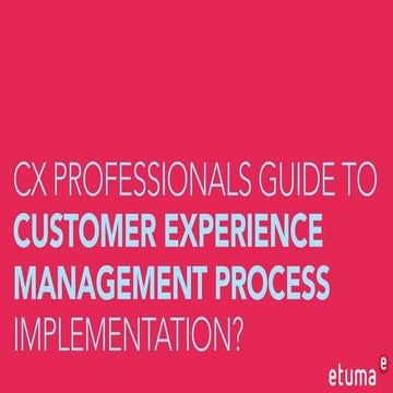 CX Professionals Guide to Customer Experience Management Process Implementation