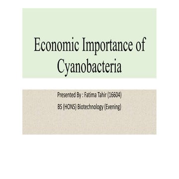 Economic importance of cyanobacteria