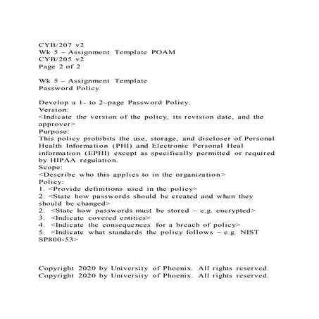 Cyb207 v2 wk 5 – assignment template poamcyb205 v2page 2 of