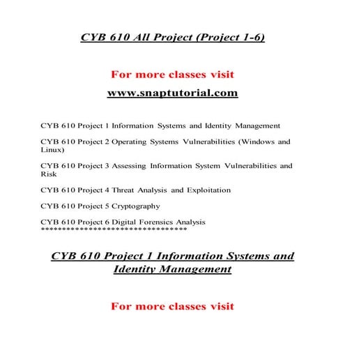 Cyb 610Education Specialist / snaptutorial.com