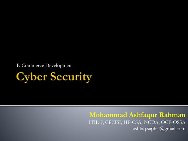 Cyber Security For E-commerce (Infrastructure) development