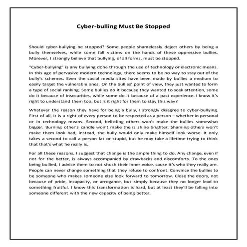 Cyber-Bullying Must Be Stopped