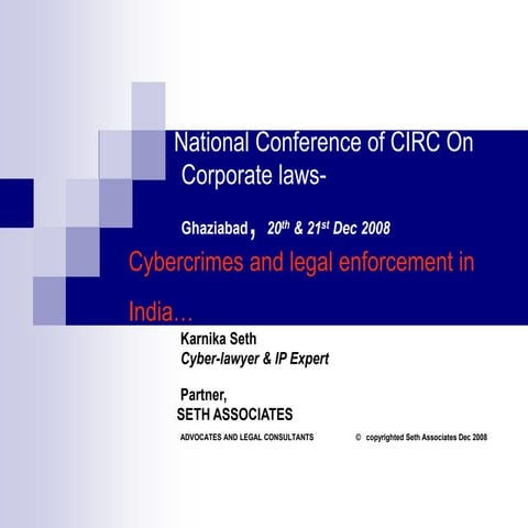 Cybercrimes and legal enforcement in India.ppt