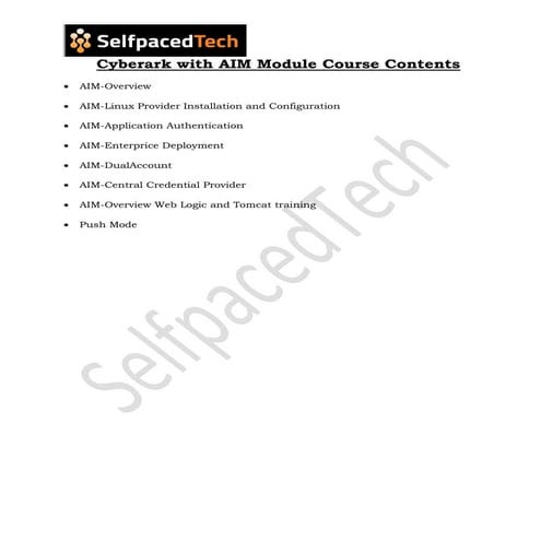 Cyberark Course Contents Cyberark Online Training Selfpacedtech Pdf