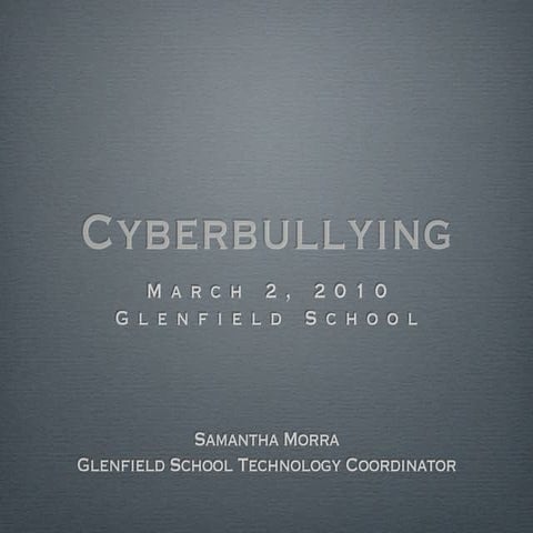 Cyberbullying - March 2, 2010