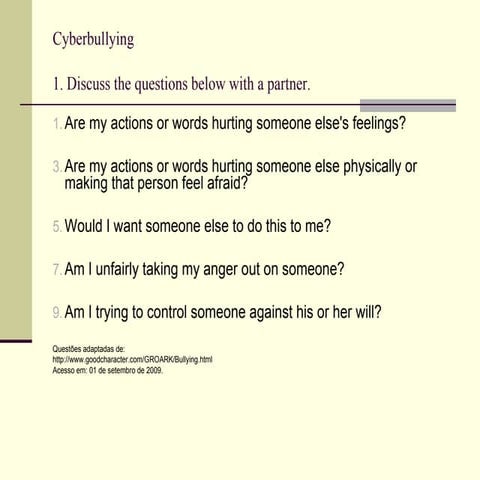 Cyberbullying  Questions