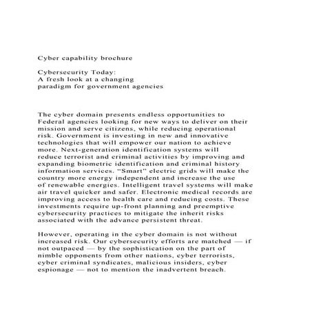 Cyber capability brochureCybersecurity Today  A fresh l.docx