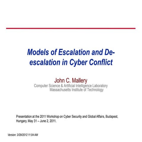 Models of Escalation and De-escalation in Cyber Conflict