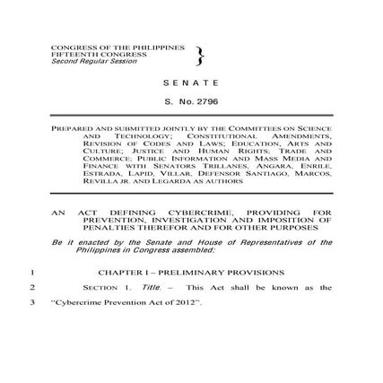 The Philippine Cybercrime Prevention Act of 2012