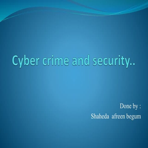 Cyber Crime And Security