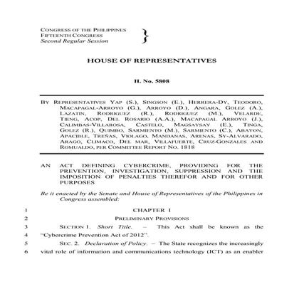 Cybercrime Bill (House Bill 5808)