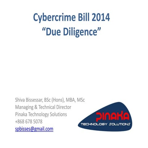 Cybercrime Bill 2014:   Due Diligence