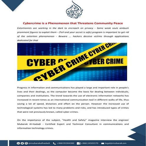 Cybercrime is a Phenomenon that Threatens Community Peace