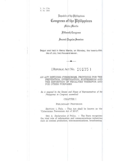 anti cyber crime law r.a. 10175 | PDF