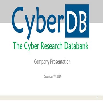 Presentation of Cyberdb platform 