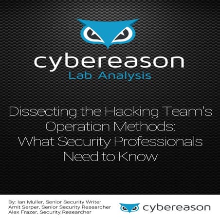 Networking 2016-05-24 - Topic 1- Cybereason Lab Analysis by Brad Green 