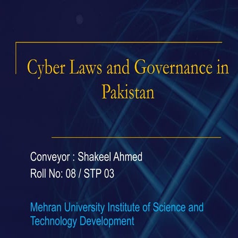 Cyber Governemace In Pakistan