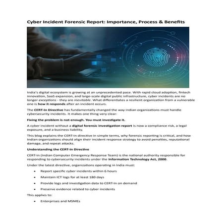 Cyber Incident Forensic Report for Cyberattacks.Pdf