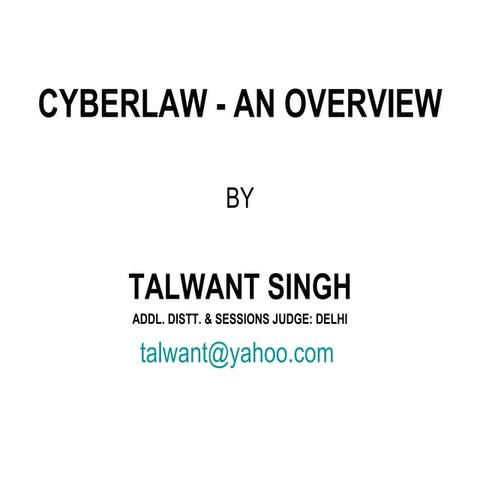 Cyberlaw   An Overview