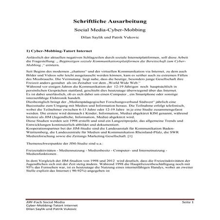 Cyber mobbing hausarbeit