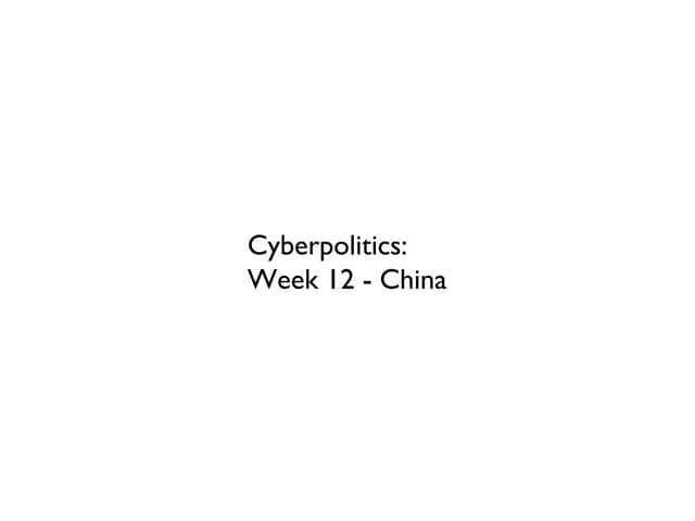 Cyberpolitics W12 Part I