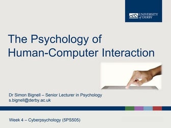 The Psychology ofHuman-Computer Interaction