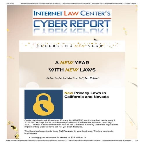 Cyber Report: A New Year with New Laws