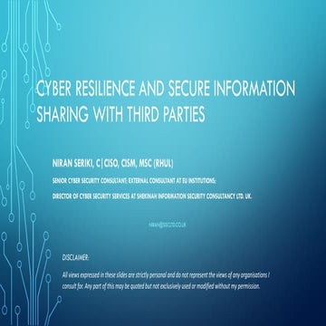 Cyber resilience and secure information sharing with third parties ...