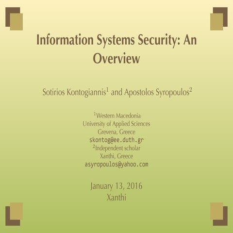 Information Systems Security: An Overview