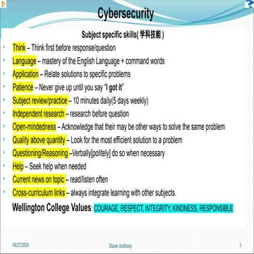 Cybersecurity notes including cyberbully | PPTX