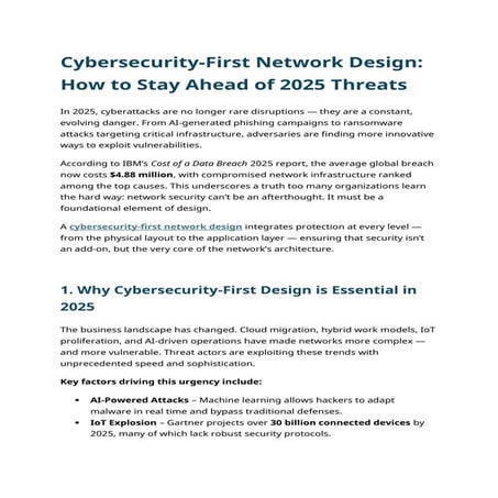 Cybersecurity-First Network Design: How to Stay Ahead of 2025 Threats