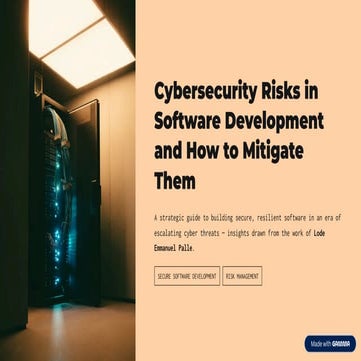 Cybersecurity Risks in Software Development and How to Mitigate Them | PDF
