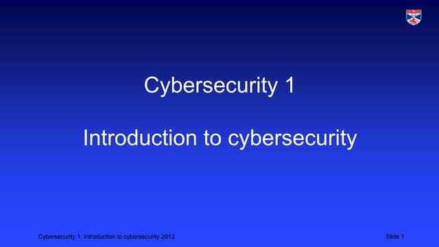 Cybersecurity 1 intro to cybersecurity