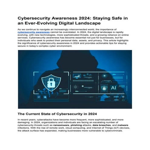 Cybersecurity Awareness 2024 Staying Safe in an Ever-Evolving Digital Landscape