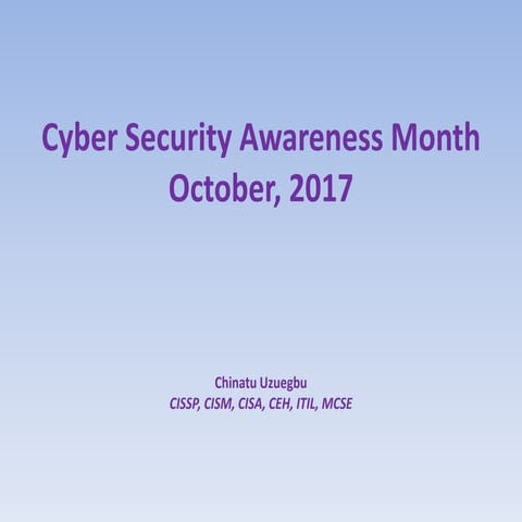 Cyber Security Awareness Month 2017