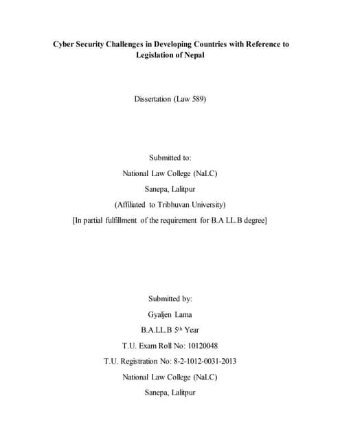  Cyber Security Challenges in Developing Countries with Reference to Legislation of Nepal