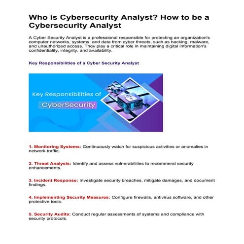 Who is Cybersecurity Analyst? How to be a Cybersecurity Analyst