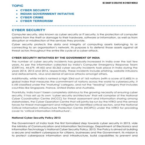 Cyber Security India & Cyber Crime