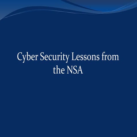 Cyber Security Lessons from the NSA