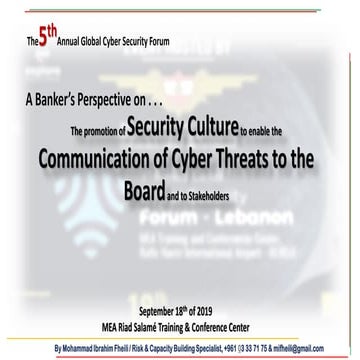 Cyber security; one banker s perspective