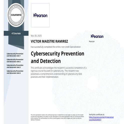 Cybersecurity Prevention and Detection Specialization