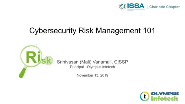 Cybersecurity risk management 101