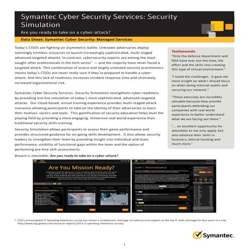 Symantec Cyber Security Services: Security Simulation