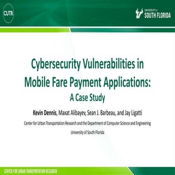 TRB 2020 - Cybersecurity Vulnerabilities in Mobile Fare Payment Applications: A Case Study