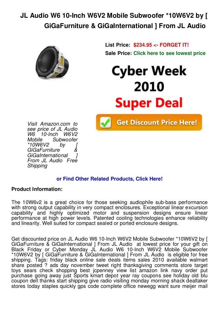 jl audio 10w6v2 for sale