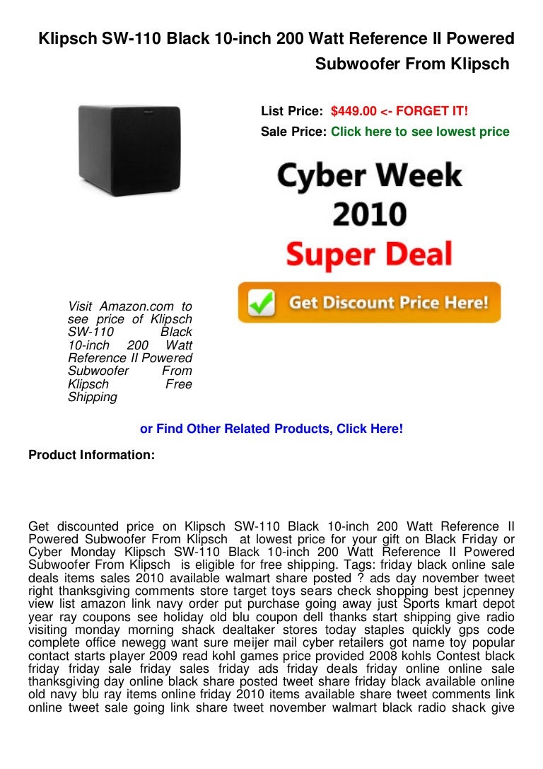 klipsch sw 110 price