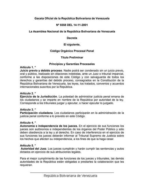 código orgánico procesal penal venezolano